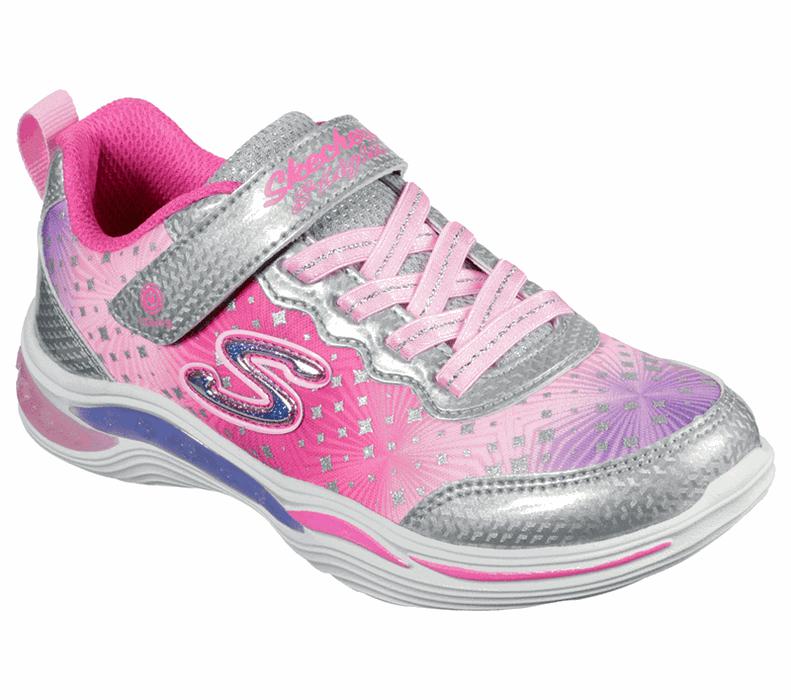 Skechers Lights: Power Petals - Painted Daisy - Girls Sneakers Silver/Pink [AU-AQ1198]